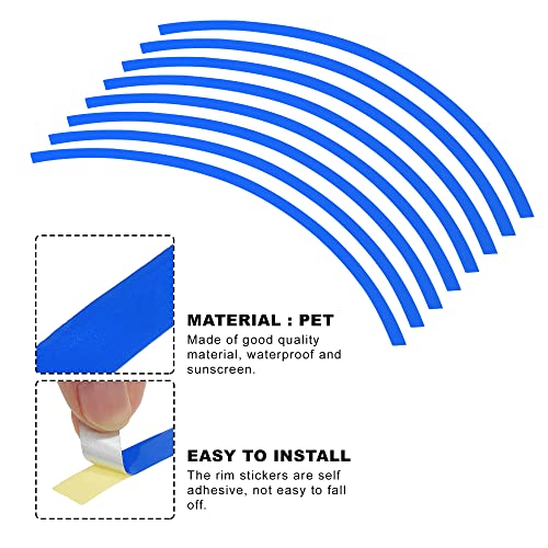 X AUTOHAUX 16pcs Fit 17" Wheel Motorcycle Car Bike Wheel Rim Sticker Strips Reflective Stripe Tape Reflector Blue - color: Blue