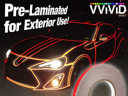 VViViD Reflective Fine Line Detail Tape Stripe 1cm x 3m Prelaminated for Interior/Exterior Use (Red) - color: Red