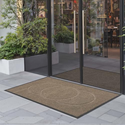 VEVOR Front Door Mat, 47 x 32 in Commercial Floor Mat Indoor Outdoor Doormat, Entrance Mat Dirt Trapper Carpet with TPE Backing Washable Entry Industrial Rug for Hallway Balcony Garage Entryway, Brown - color: Brown-printed Pattern, size: 47 x 32inch