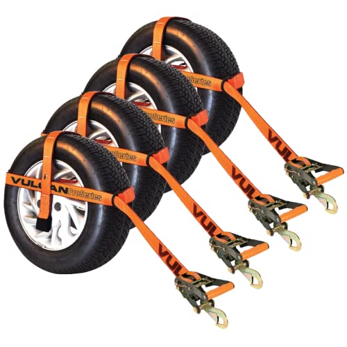 VULCAN Car Tie Down with Snap Hook - Adjustable Loop - 4 Pack - PROSeries - 3,300 Pound Safe Working Load - size: VULCAN PROSeries