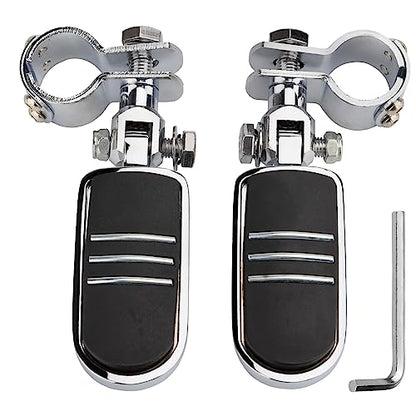 VGMOTO Motorcycle 1.25" Highway Footpegs Adjustable Foot Pegs Footrests with Clamps Mounts kit Compatible with Harley Touring Sportster Softail Road Glide Street Glide with 1 1/4 inch Engine Guard - color: Chrome-Style B