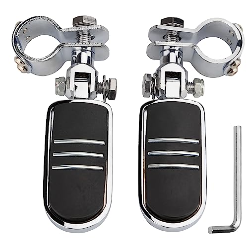 VGMOTO Motorcycle 1.25" Highway Footpegs Adjustable Foot Pegs Footrests with Clamps Mounts kit Compatible with Harley Touring Sportster Softail Road Glide Street Glide with 1 1/4 inch Engine Guard - color: Chrome-Style B