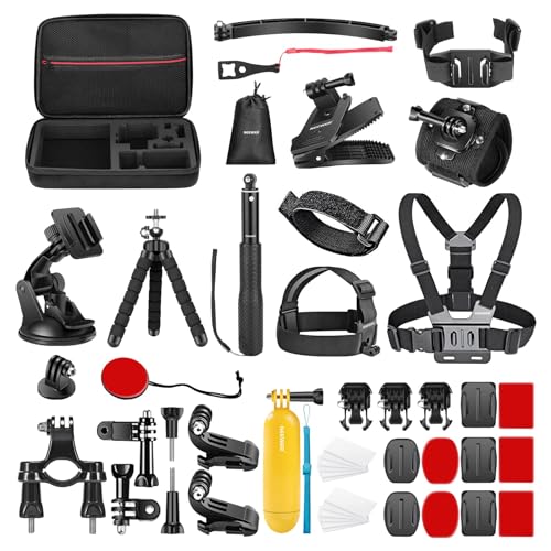 NEEWER 50 in 1 Action Camera Accessory Kit Compatible with GoPro Hero 12 11 10 9 DJI OSMO 4 3 2 Insta360 X3 X2 GO 3 SJCAM DBPOWER AKASO VicTsing APEMAN WiMiUS QUMOX Lightdow Campark Sony Sports DV - style: 50 in 1 Comatible with GoPro