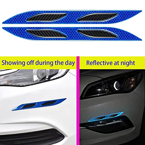 2 PCS Car Strong Reflective Stripe Stickers,Car Trunk Reflective Stickers,Night Visibility Reflective Decal,Reflective Safety Warning Stripe Stickers for Car,Truck,Motorcycle(Blue) - color: Blue