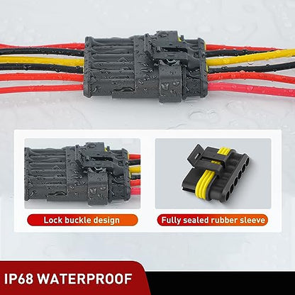 Nilight 260PCS 6 Pin Electrical Connector ‎Plug Male Female Terminal Wire Waterproof Connectors 6 Way Automotive Connect Set for Car Truck Motorcycle Marine Boat 10 Sets - size: 6Pin Connector 200Pcs