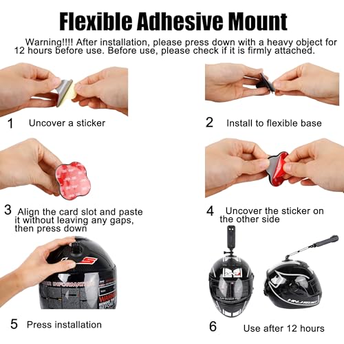 PellKing Motorcycle Mount for Insta360 X5 X4 X3,Bike Handlebar Clamp Mounting Helmet Flexible Adhesive Mount Bundle Kit for Insta 360 X5 X4 X3 X2 X GO 3S ACE PRO 2 Camera Accessories