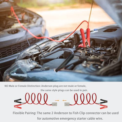 50A Anderson Connector to Alligator Clip 10AWG Battery Alligator Clip 600V Quick Connector Plug Battery Clip for Trucks,Automobiles,forklifts(1M) - size: Anderson-Clip 1m(Tinned Copper Wire)