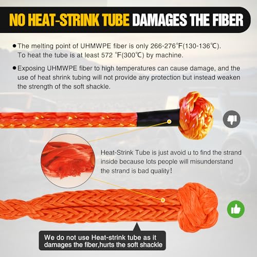 Nilight Synthetic Soft Shackle (56,000 LBS Breaking Strength) 1/2 Inch x 24 Inch 2PCS with Extra Sleeves for Sailing SUV Off Road Towing UTV ATV Trucks 4x4, 2 Years Warranty - color: 2Pcs Soft Shackles Orange