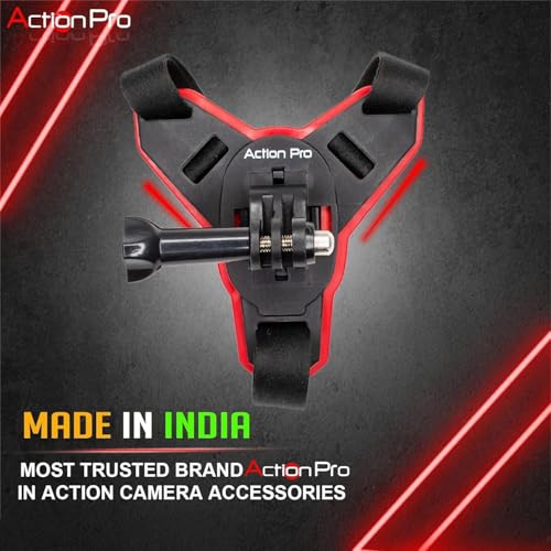 Action Pro™ Motorcycle Helmet Chin Strap Mount Compatible with GoPro Hero 12, 11, 10, 9, 8, 7, (2018), 6, Hero Black, DJI Osmo Action 3/2, Insta 360, Session, Xiaomi Yi, SJCAM (Red) - color: Red