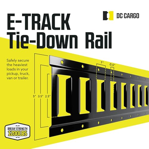 Twenty 10-ft E Track Tie-Down Rail, Powder-Coated Steel ETrack TieDowns, Horizontal 10' E-Tracks, Pack of 10 Bolt-On Tie Down Rails for Cargo on Pickups, Trucks, Trailers, Vans - size: 20-pack