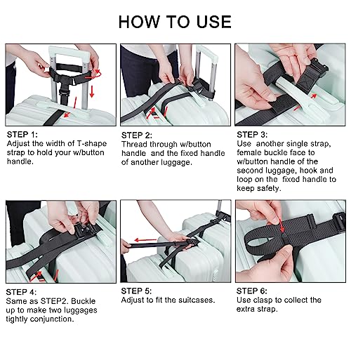 Vigorport Luggage Straps, Straps for Suitcase, Add A Bag Adjustable Attachment Accessories for Connect Your 3 Luggage Together(1.25'' Width M Size) - size: Large-Metal Buckle