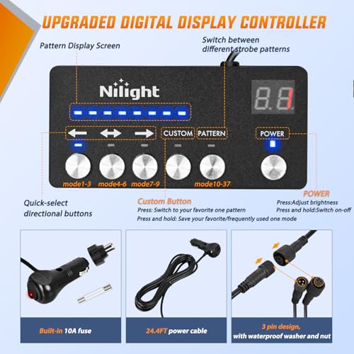 Nilight 60 Inch Emergency Strobe Light Strips with Controller, 384LED Flashing Warning Hazard Safety Rear Window Tailgate Lights for Truck Trailer Construction Plow Pickup Tow SUV Vehicles, Red White - color: 60" Tailgte Strobe w/ Controller Red White