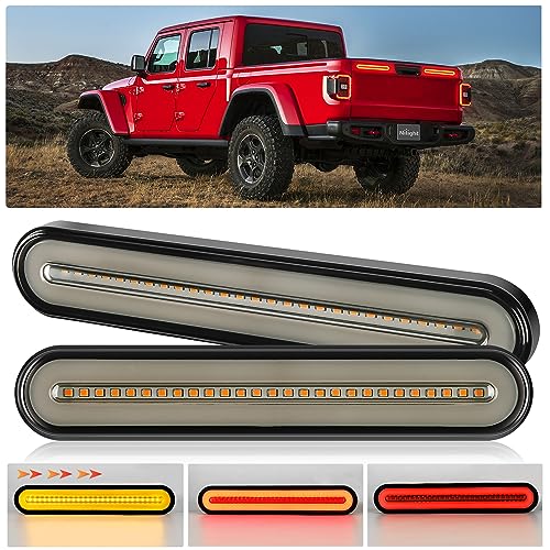 Nilight Trailer Tail Light Bar with 3-in-1 Running Stop Turn Signals Brake Lights 2 Pack 9 Inch 100 LED Red & Amber Sequential Strip for Trailers RV Truck Boat Pickup SUV - color: 2Pcs 3-in-1 9Inch Trailer Lights