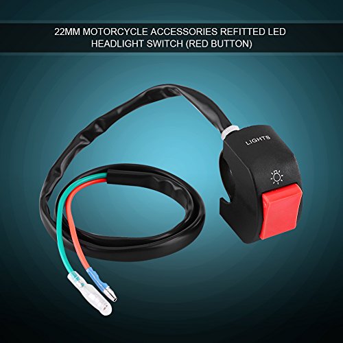 7/8inch Motorcycle Handlebar Switch Control,Universal Mount LED Headlight On/Off Switch with Button for Motorcycle Dirt Bike ATV LED Headlight Light (Red) - color: Red