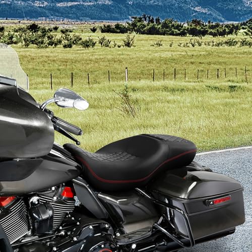 SLMOTO Hammock Motorcycle Drive River Seat - Motorcycle Seat Cushion fit for Harley Touring Road King Street Glide Road Glide Electra Glide 2009-2023 - color: C Style Black