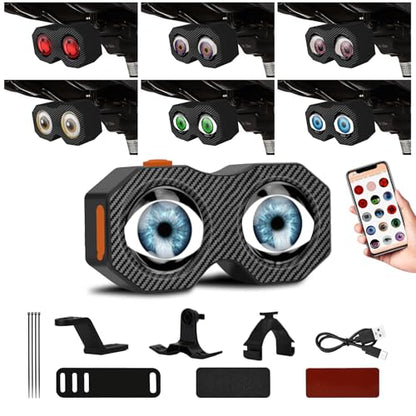 2026 Upgraded Demon Eyes Bike Tail Light, Waterproof Smart LED Rear Bike Light with 82 Presets, Programmable Eyes Rear Bicycle Tail Light with Type-C Charging, Mounting Bracket for Bikes