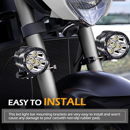 2 PCS Motorcycle Spotlight Mount Brackets, Shock-Absorption Light Bar Mount Bracket, Off Road Light Horizontal Bar Tube Clamp Roof Roll Cage Holder, Suitable for 1" - 2.54" Bar