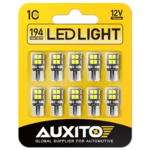 AUXITO 194 LED Bulb 6000K White 168 2825 W5W T10 Wedge 14-SMD Interior Car Bulbs Replacement for Dome Map Door Courtesy Trunk License Plate Parking Lights, 10 PCS - color: White, size: 194/168-10PCS