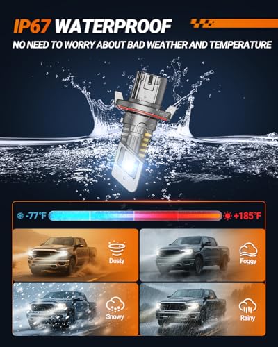 SEALIGHT H13 Bulb, H13 9008 Fog Lights Bulb 40000LM Super Bright,9008 Head Light Bulbs Fanless In Line Car Fog Bulb Plug and Play, Pack of 2 - size: H13/9008