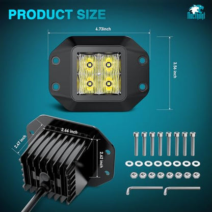 Nilight Flush Mount LED Pod Lights 2 PCS 4.7 Inch 4LED Flood Beam Backup Reverse Offroad Driving Bumper Work Grill Light for Truck ATV UTV - color: 4.7Inch 4Led Flush Mount Light