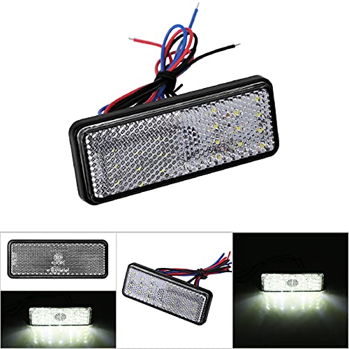 CDQL Motorcycle LED Rear Reflector Tail Brake Light Stop Lamp,Universal Motorcycle Scooter Moped Rectangle LED Reflector Tail Brake Light,Turn Signal Light, For Scooters ATVs(White Shell White Light)