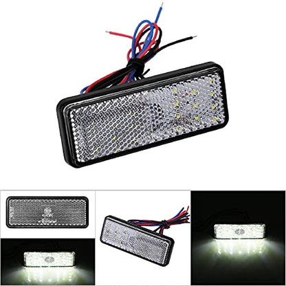CDQL Motorcycle LED Rear Reflector Tail Brake Light Stop Lamp,Universal Motorcycle Scooter Moped Rectangle LED Reflector Tail Brake Light,Turn Signal Light, For Scooters ATVs(White Shell White Light)