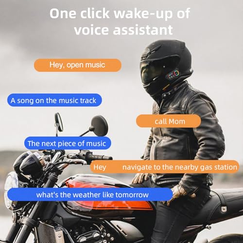 Yunseity Wireless Helmet Headset, 5.4 Motorcycle Headphones with Ambient Light, CVC Noise Reduction, IP65, Type C Charge, with Smart Assistant