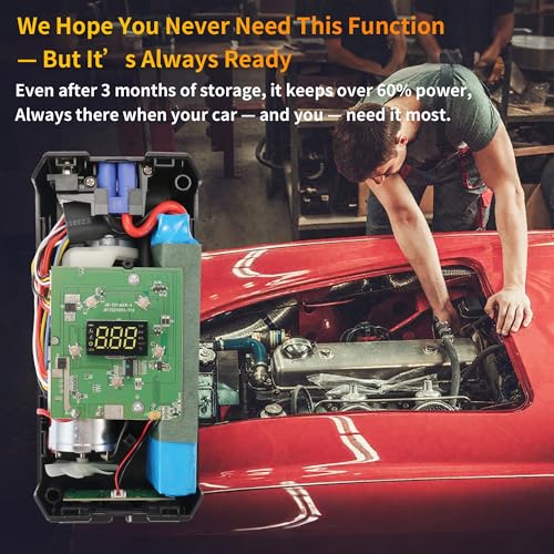 Portable Jump Starter with Air Compressor, 1000A 150PSI Car Battery Jump Starter, 12V Jump Box Car Battery Jumper Starter Portable with Tire Inflator, LED Lights (MOBE-C01)