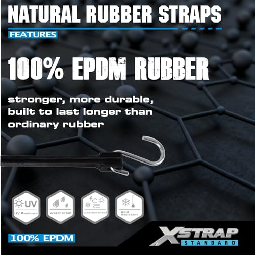 XSTRAP STANDARD 20 Pack 31'' Adjustable Natural Rubber Tarp Straps, EPDM Bungee Cords with Metal S Hooks, Ideal for Securing Tarps, Canvases, Motorcycle, and Cargo - size: 31''