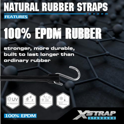 XSTRAP STANDARD 20 Pack 31'' Adjustable Natural Rubber Tarp Straps, EPDM Bungee Cords with Metal S Hooks, Ideal for Securing Tarps, Canvases, Motorcycle, and Cargo - size: 31''