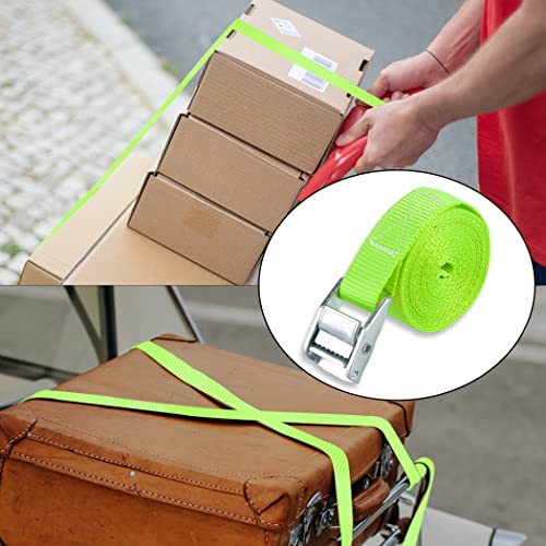 Cartman 1" x 12'Lashing Straps Cargo Tie-Down Strap Up to 600lbs, 6pk in Carry Bag, Green - color: Green, size: 6 PK