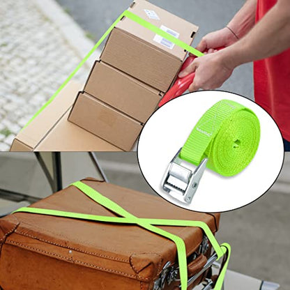 Cartman 1" x 12'Lashing Straps Cargo Tie-Down Strap Up to 600lbs, 6pk in Carry Bag, Green - color: Green, size: 6 PK