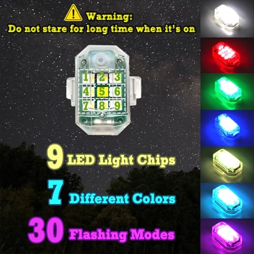 Wireless Strobe LED Lights, 4 Pack, RGB Emergency Warning Lights, USB Rechargeable, 7 colors 30 Flash Modes, High Brightness, For Car Motorcycle Bicycle Bike Outdoor Camp Hiking (M3-4)