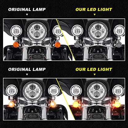 REALOVE 3-1/4 Inch Front Led Turn Signal 1157 Double Base Amber Lamp Compatible with aley Motorcycle Road Glide Road King Softail Ultra Classic Ultra Limited Electra Glide