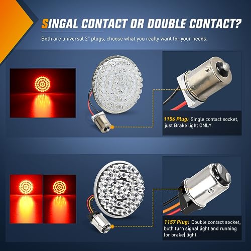 Nilight LED Turn Signal Rear Brake Running Lights 1157 Double Contacts Plug and Play for Harley Davidson Dyna Sportster Touring Street Glide Road King Iron 883 - color: Clear turn signal light
