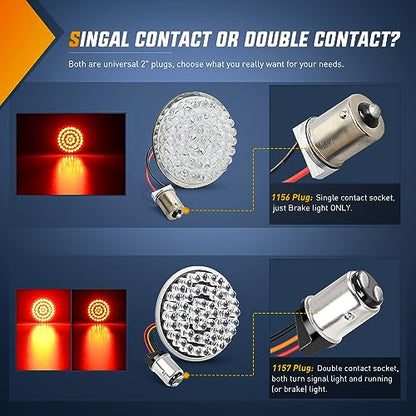 Nilight LED Turn Signal Rear Brake Running Lights 1157 Double Contacts Plug and Play for Harley Davidson Dyna Sportster Touring Street Glide Road King Iron 883 - color: Clear turn signal light