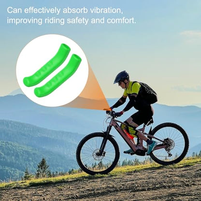HARFINGTON 1 Pair Bike Brake Lever Cover Silicone Anti-Slip Green | Brake Lever Grip Protector Handle Protection Covers Sleeve for Mountain Road Bike Cycling - color: Green