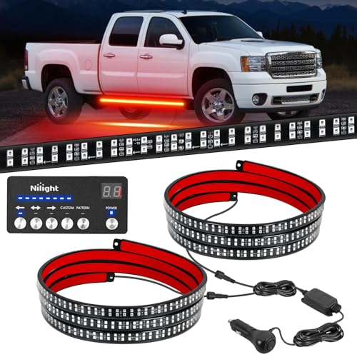 Nilight 2PCS 70 Inch Emergency Strobe Light Strip with Controller 864 LED Red Running Board Lights Flexible Side Flashing Warning Caution Safety Waterproof for Truck Construction Pickup - color: Red, size: Running Board Strobes w/Controller