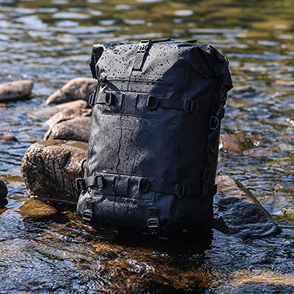Waterproof Motorcycle Tail Bag 30L Motorbike Rear Rack Storage Bag Saddle Pannier for Touring Adventure Commuting Black - size: 30L