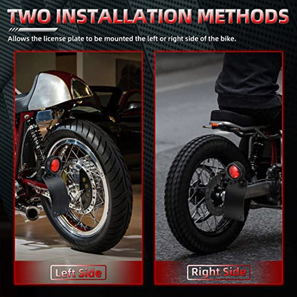 Amazicha 3/4" Motorcycle LED Tail Brake Light with Bracket, IP67 Waterproof Motorcycle Side Mount License Plate Rear Light Compatible for Harley Sporster Bobber Chopper Yamaha Suzuki Honda Kawasaki - size: 0.75inch, style: Curved