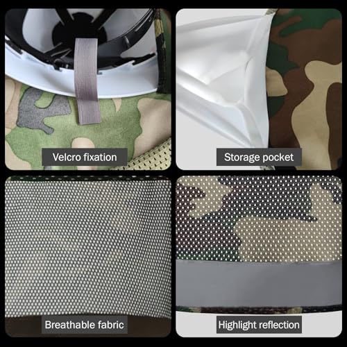 TCCFCCT Hard Hat Sun Shade - Full Brim Mesh Neck Shield, High Visibility Visor, Face Scarf, Accessories - 2 Packs, Camo (Hat Not Included) - color: Sun Shade 1+bandana 1 Camo