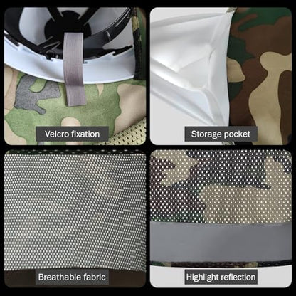 TCCFCCT Hard Hat Sun Shade - Full Brim Mesh Neck Shield, High Visibility Visor, Face Scarf, Accessories - 2 Packs, Camo (Hat Not Included) - color: Sun Shade 1+bandana 1 Camo