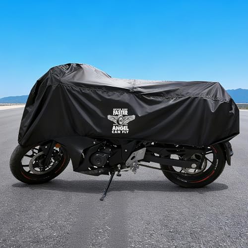 GARGOYLE BELLS Motorcycle Cover Motorcycle Seat Shade Covers Lightweight Half Cover All Season Waterproof Outdoor Sun Protection Covers Durable Fits Various Motorcycle Models - XL - color: Black-Wing, size: XL