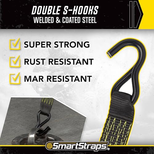 WINSTON PROD The 14 ft. Yellow Tactical Ratchet Tie Down Straps with 1,667 lb. Safe Work Load with a 5000lb Break Strength- 2 Pack for Hauling Large Equipment, Larger Tractors, Vehicles.