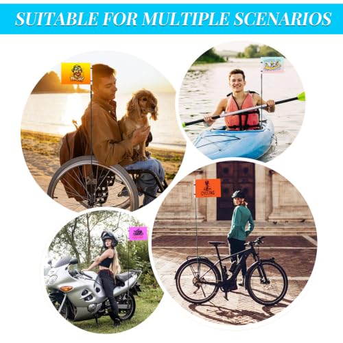Personalized Bike Safety Flag with Pole - 6-Foot Adjustable Pole, Custom Safety Flag for Kids, Bicycles and Golf Carts (Rectangular flag - 1PC) - color: Rectangular flag - 1PC