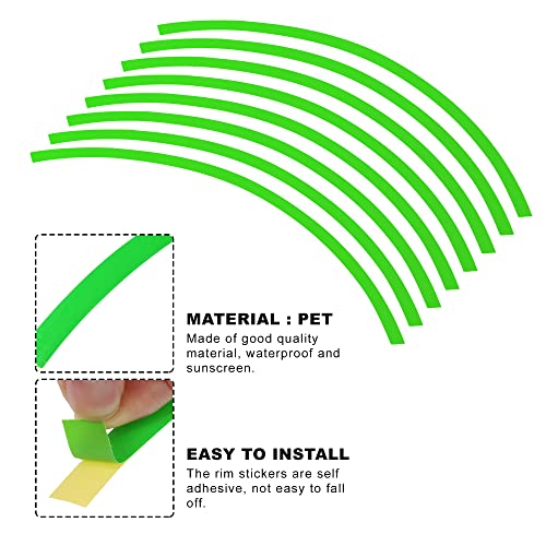 X AUTOHAUX 16pcs Fit 17" Wheel Motorcycle Car Bike Wheel Rim Sticker Strips Reflective Stripe Tape Reflector Green - color: Green