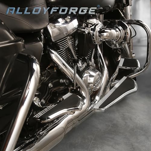 Defiance Chrome floorboards for Harley Davidson with heel-toe shifter Lever highway footrests for touring bagger street road glide road king softail Fatboy FLST models (CHROMED) - color: CHROMED