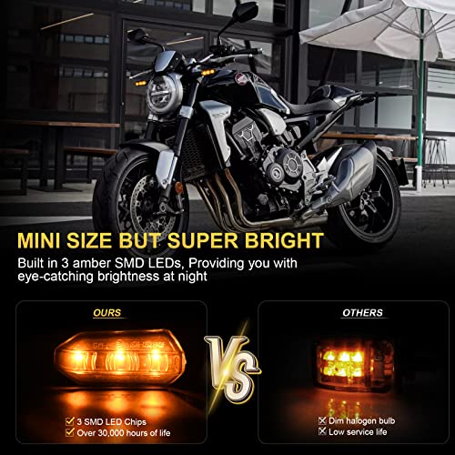 4PCS Motorcycle Turn Signals 12V Universal Front Rear Blinker Turn Signal LED Lights Super Bright Amber Lamp for Motorcycle Motorbike Scooter Off Road Quad Cruiser