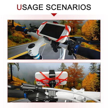 4 PCS Motorcycle Phone Mount Tether, Adjustable Fall Prevention Outdoor Phone Holder for Handlebar, Anti-Slip X-Shape Strap Mount Tether, Universal Holder Band for Motorcycle Bike (Red)