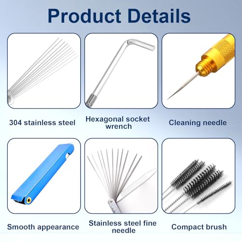 3 Pack Torch Tip Cleaner Kit, Carburetor Dirt Cleaning Removal Set for Jets Nozzles Orifices, Throttle Body Tools for Chainsaw Motorcycle ATV Carb Welding Stove Shower Head Maintenance - style: 23 Needles & 5 Brushes & Wrench & Pick